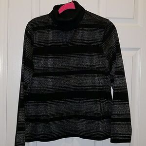 Studio Works black silver turtleneck top Sz. PL